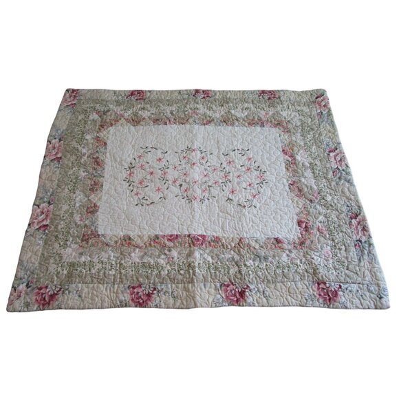 JCP Home Floral Quilted Pillow Sham Cotton Vintage Cottage Chic Decor - Picture 2 of 11